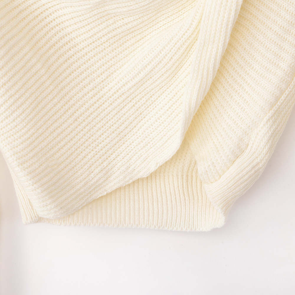 SZ60242-2 White Twisted V Neck Long Sleeve Sexy Cropped Sweater Top